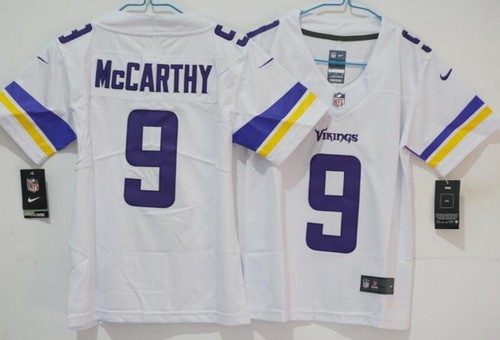 Youth Minnesota Vikings #9 JJ McCarthy Limited White Vapor Jersey