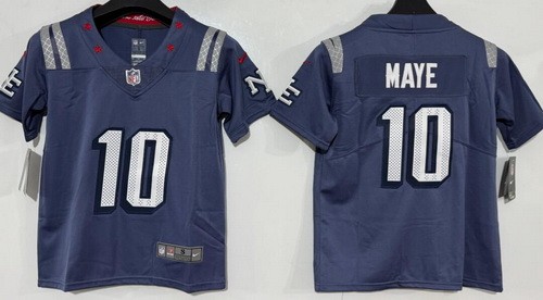 Youth New England Patriots #10 Drake Maye Limited Gray Rivalries Vapor Jersey