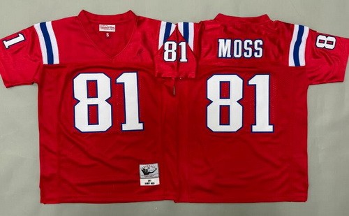 Youth New England Patriots #81 Randy Moss Red Throwback Jersey