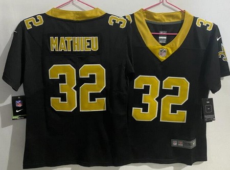 Youth New Orleans Saints #32 Tyrann Mathieu Limited Black Vapor Jersey