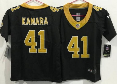 Youth New Orleans Saints #41 Alvin Kamara Limited Black Vapor Jersey
