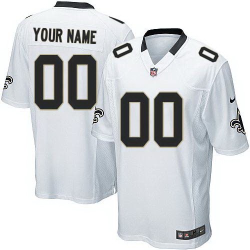 Youth New Orleans Saints Customized Game White Jersey