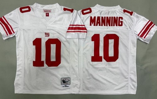 Youth New York Giants #10 Eli Manning White Throwback Jersey