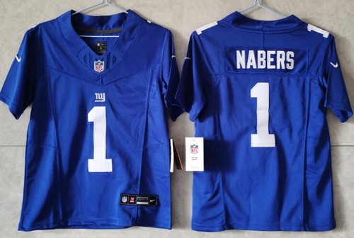 Youth New York Giants #1 Malik Nabers Limited Blue FUSE Vapor Jersey