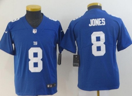 Youth New York Giants #8 Daniel Jones Limited Blue Vapor Untouchable Jersey