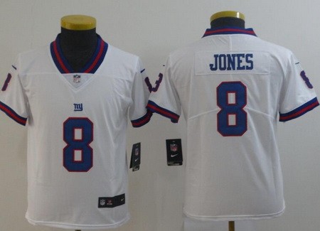 Youth New York Giants #8 Daniel Jones Limited White Rush Color Jersey