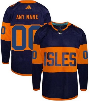 Youth New York Islanders Customized Navy 2024 NHL Stadium Series Authentic Jersey