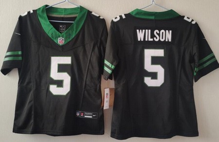 Youth New York Jets #5 Garrett Wilson Limited Black 2024 FUSE Vapor Jersey
