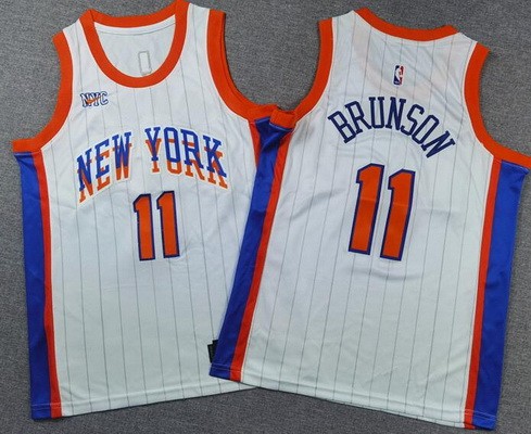 Youth New York Knicks #11 Jalen Brunson White 2024 City Swingman Jersey