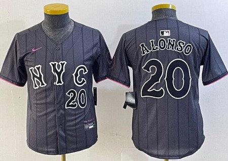 Youth New York Mets #20 Pete Alonso Gray 2024 City Connect Player Number Cool Base Jersey