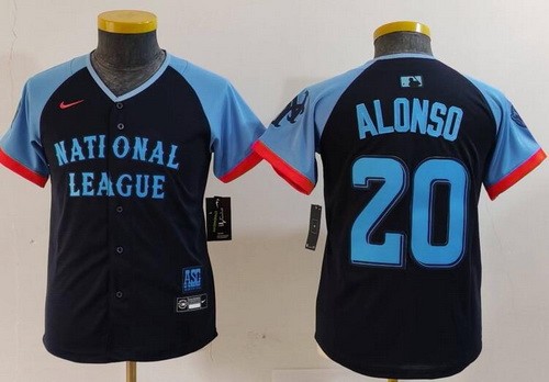 Youth New York Mets #20 Pete Alonso Navy 2024 All Star Limited Jersey