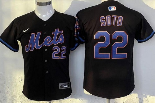 Youth New York Mets #22 Juan Soto Black Limited Jersey