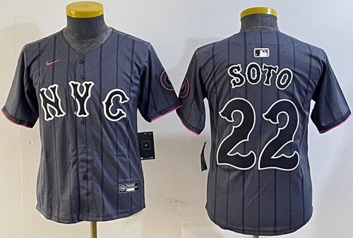 Youth New York Mets #22 Juan Soto Gray City Connect Limited Jersey