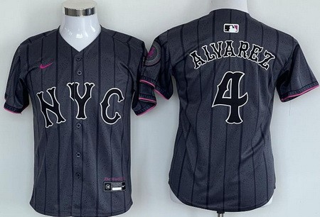 Youth New York Mets #4 Francisco Alvarez Gray 2024 City Connect Cool Base Jersey