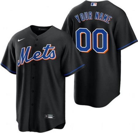 Youth New York Mets Customized Black 2022 Cool Base Jersey