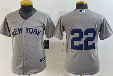 Youth New York Yankees #22 Juan Soto Gray Field of Dreams Cool Base Jersey