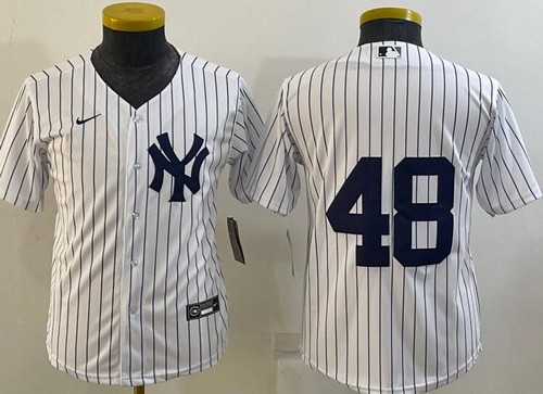 Youth New York Yankees #48 Anthony Rizzo White Cool Base Jersey