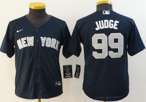 Youth New York Yankees #99 Aaron Judge Navy Player Name 2020 Cool Base Jersey