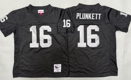 Youth Oakland Raiders #16 Jim Plunkett Black 1980 Throwback Jersey