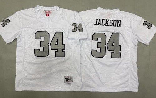 Youth Oakland Raiders #34 Bo Jackson White 1987 Throwback Jersey