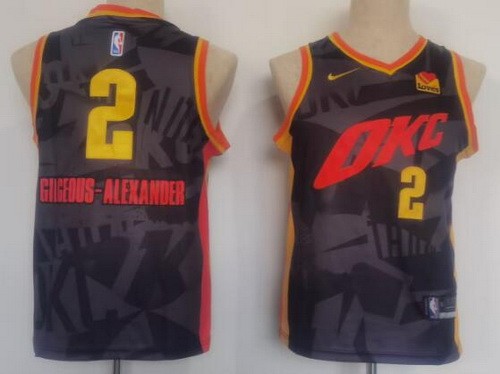 Youth Oklahoma City Thunder #2 Shai Gilgeous Alexander Navy 2023 City Sponsor Icon Swingman Jersey
