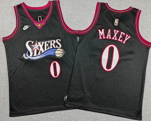 Youth Philadelphia 76ers #0 Tyrese Maxey Black Classic Swingman Jersey