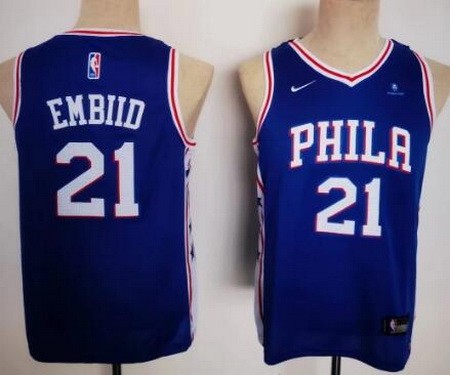 Youth Philadelphia 76ers #21 Joel Embiid Blue Icon Sponsor Swingman Jersey