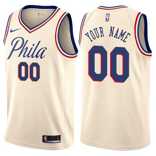 Youth Philadelphia 76ers Customized Cream City Icon Swingman Nike Jersey