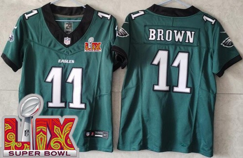 Youth Philadelphia Eagles #11 AJ Brown Limited Green Super Bowl LIX Vapor FUSE Jersey