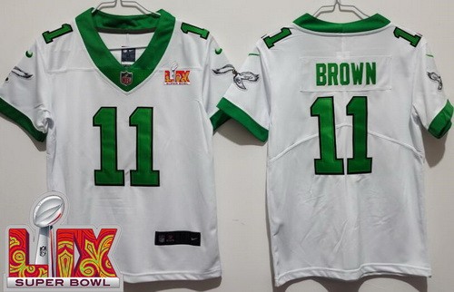 Youth Philadelphia Eagles #11 AJ Brown Limited White Alternate Super Bowl LIX Vapor Jersey