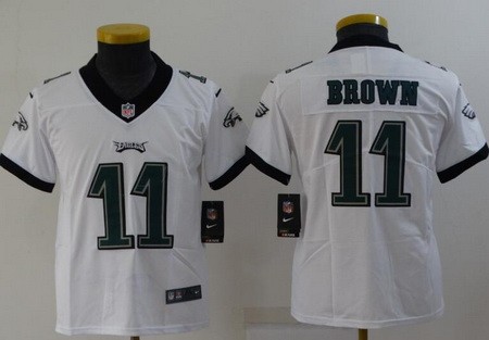 Youth Philadelphia Eagles #11 AJ Brown Limited White Vapor Jersey