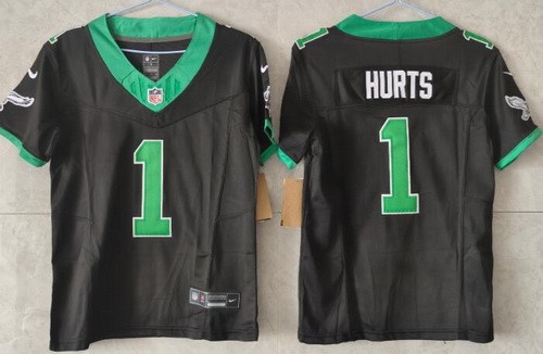 Youth Philadelphia Eagles #1 Jalen Hurts Limited Black Alternate FUSE Vapor Jersey