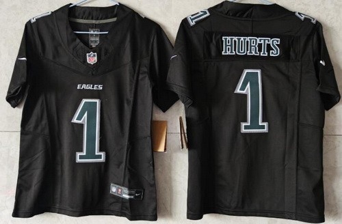Youth Philadelphia Eagles #1 Jalen Hurts Limited Black Fashion FUSE Vapor Jersey