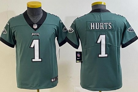 Youth Philadelphia Eagles #1 Jalen Hurts Limited Green Vapor Jersey