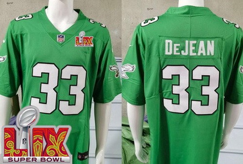Youth Philadelphia Eagles #33 Cooper DeJean Limited Kelly Green Super Bowl LIX Vapor Jersey