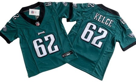 Youth Philadelphia Eagles #62 Jason Kelce Limited Green FUSE Vapor Jersey