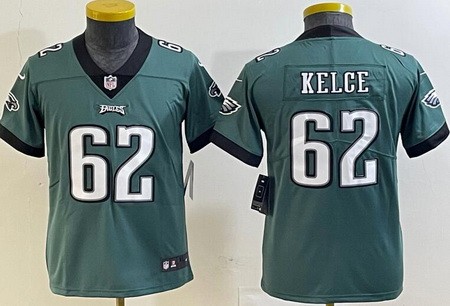Youth Philadelphia Eagles #62 Jason Kelce Limited Green Vapor Jersey