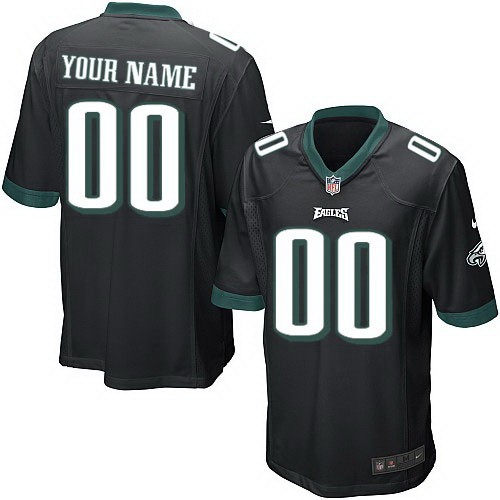 Youth Philadelphia Eagles Customized Game Black Jersey