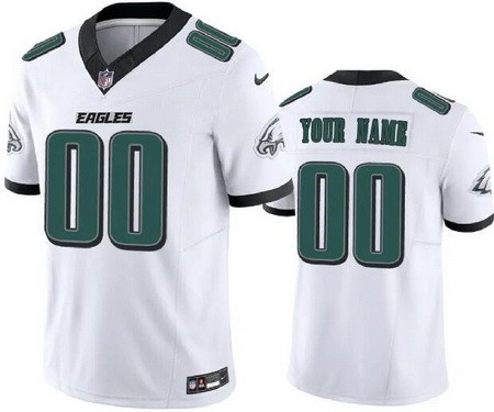 Youth Philadelphia Eagles Customized Limited White 2024 New Logo FUSE Vapor Jersey