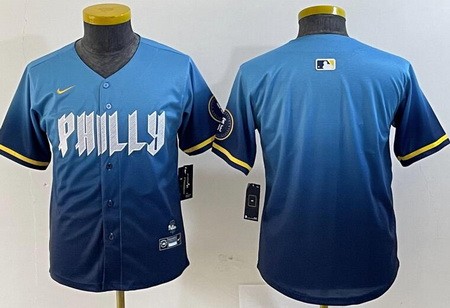 Youth Philadelphia Phillies Blank Blue 2024 City Cool Base Jersey