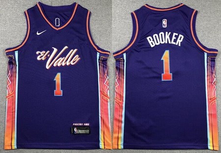 Youth Phoenix Suns #1 Devin Booker Purple 2023 City Icon Swingman Jersey