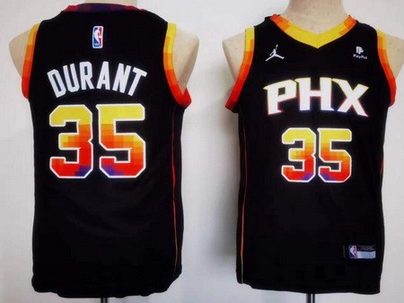 Youth Phoenix Suns #35 Kevin Durant Black Statement Icon Sponsor Swingman Jersey