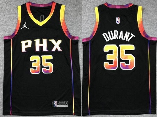 Youth Phoenix Suns #35 Kevin Durant Black Statement Icon Swingman Jersey