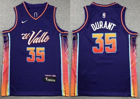 Youth Phoenix Suns #35 Kevin Durant Purple 2023 City Icon Swingman Jersey