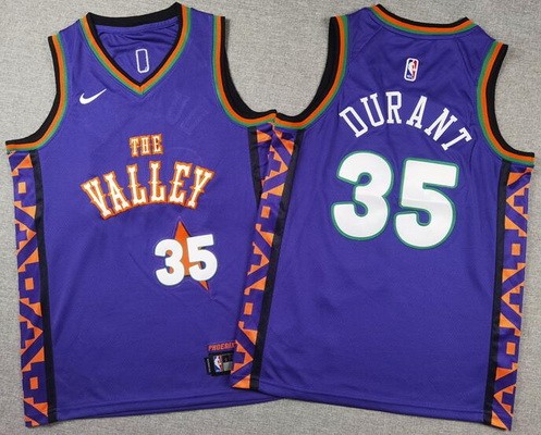 Youth Phoenix Suns #35 Kevin Durant Purple 2024 City Swingman Jersey