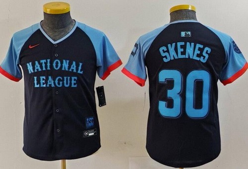 Youth Pittsburgh Pirates #30 Paul Skenes Navy 2024 All Star Limited Jersey