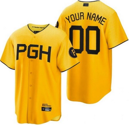 Youth Pittsburgh Pirates Customized Yellow City Connect Cool Base Jersey