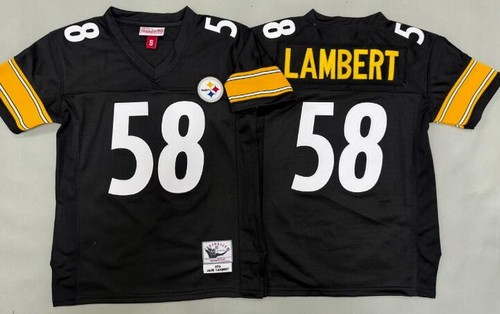 Youth Pittsburgh Steelers #58 Jack Lambert Black 1975 Throwback Jersey