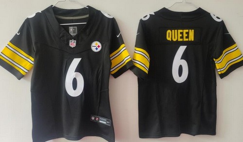 Youth Pittsburgh Steelers #6 Patrick Queen Limited Black FUSE Vapor Jersey