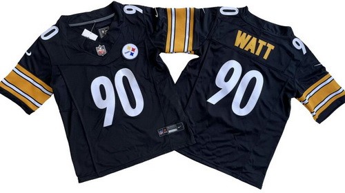 Youth Pittsburgh Steelers #90 TJ Watt Limited Black FUSE Vapor Jersey